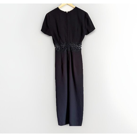 Vintage MAGGY LONDON Women’s Midi Dress Gown Size 10 Black Whimsigoth Cocktail - Picture 10 of 11